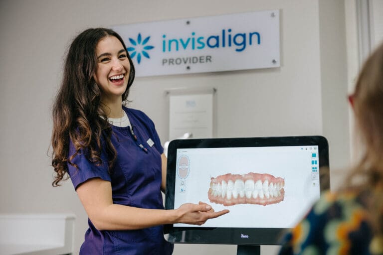 Invisalign treatment showing dental scan.